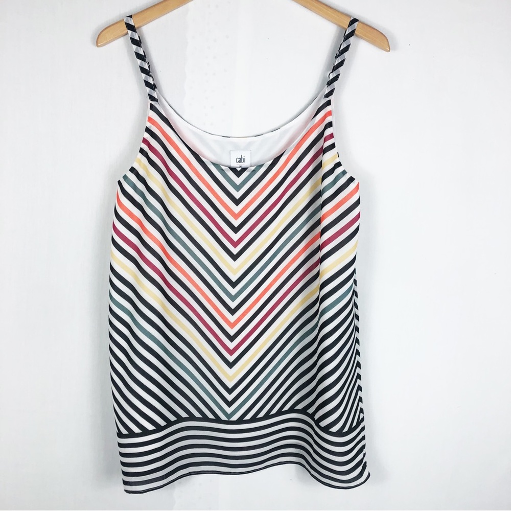 Cabi Linea Chevron Striped Camisole Tank Top | Multi Color | Size Medium